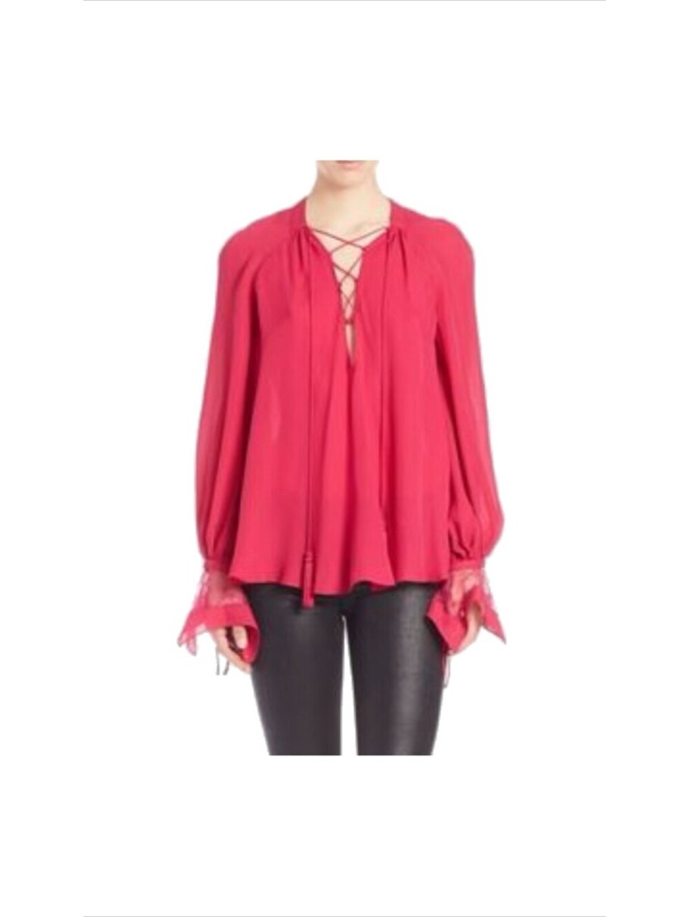 Roberto Cavalli Hot Pink Lace Crepe de Chine Blouse IT 38